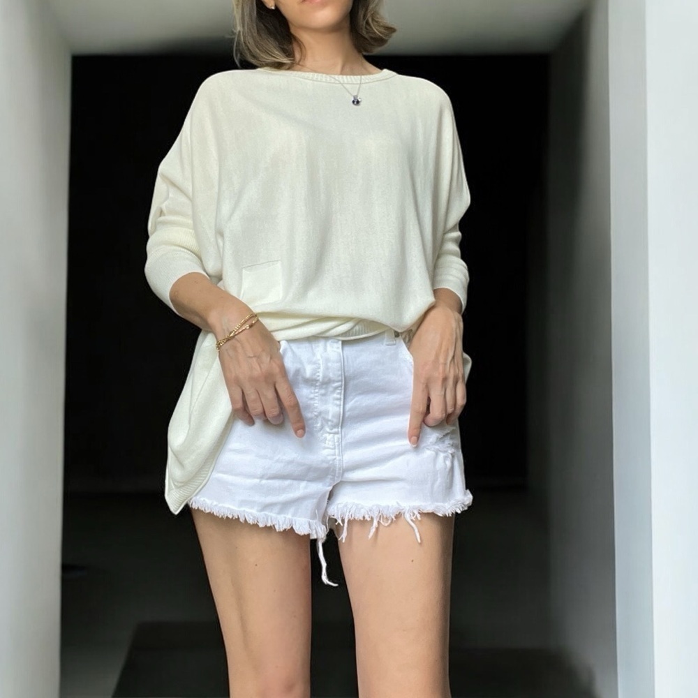 American Eagle Outfitters White Jean Shorts Distressed Frayed Hem 2” Inseam 6
